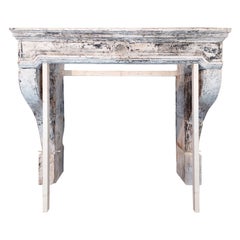 Antique Monumental French limestone Castle Mantelpiece