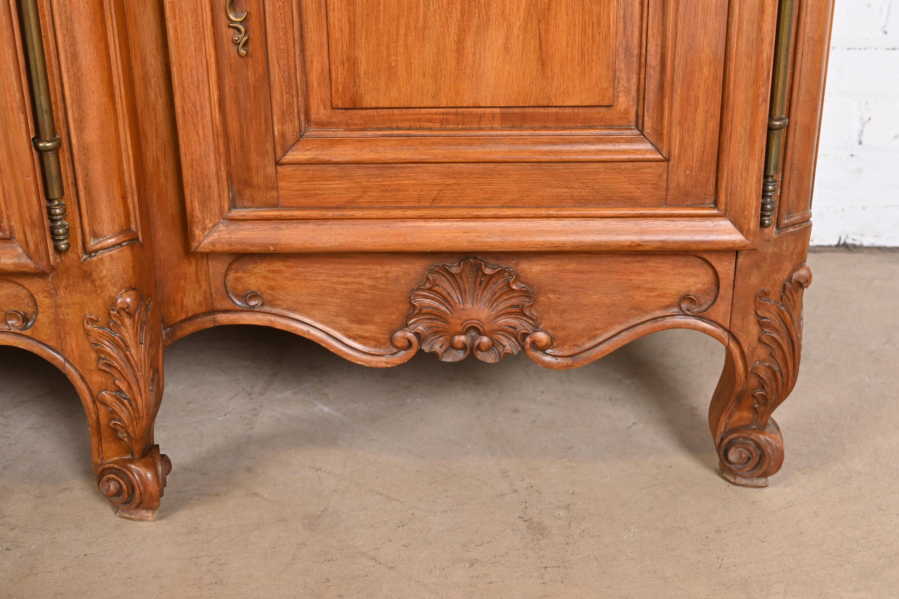 Antique Monumental French Provincial Louis XV Carved Walnut Marble Top Sideboard For Sale 14