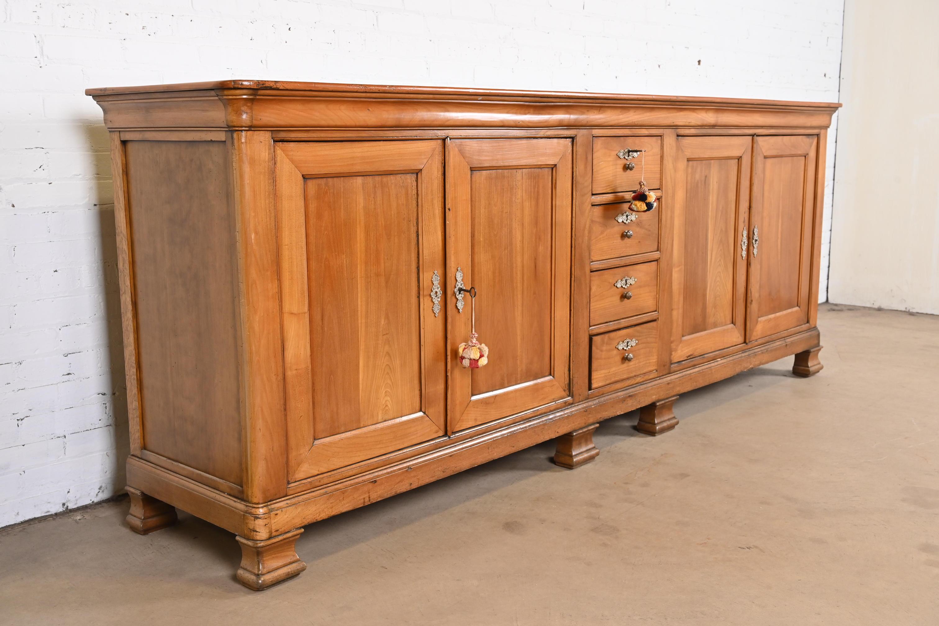Antique Monumental French Provincial Walnut Sideboard or Bar Cabinet In Good Condition In South Bend, IN