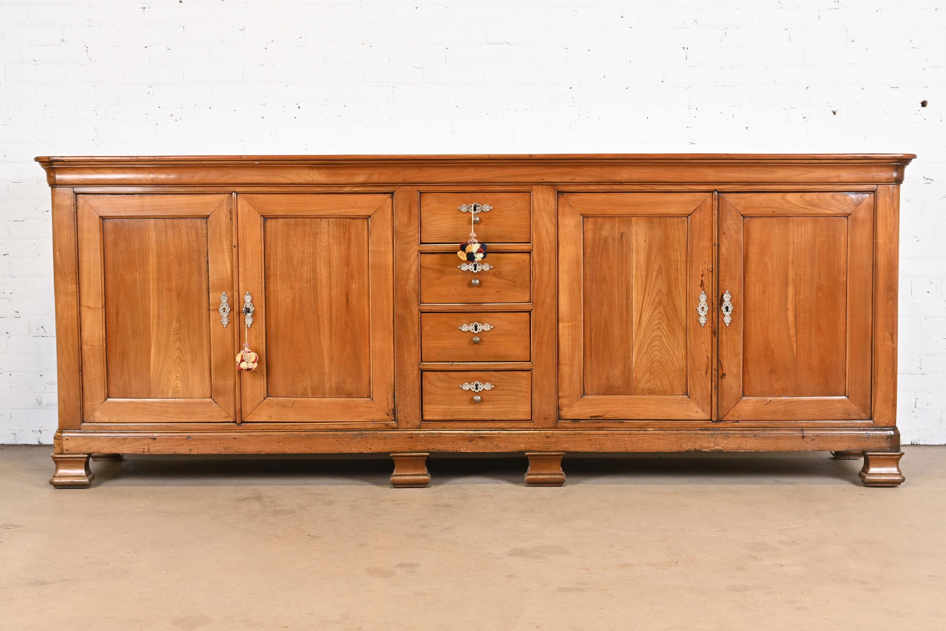 19th Century Antique Monumental French Provincial Walnut Sideboard or Bar Cabinet