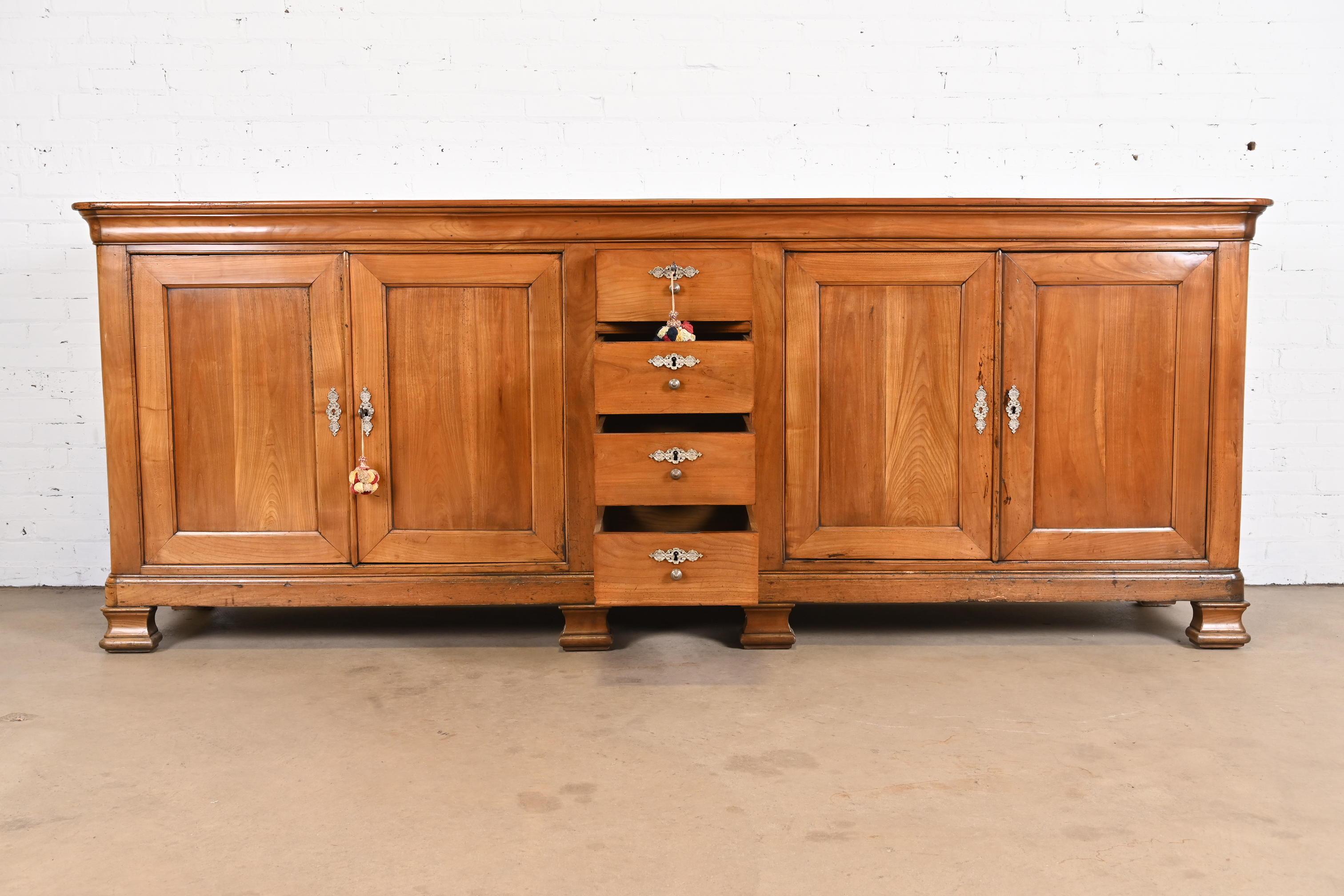 Antique Monumental French Provincial Walnut Sideboard or Bar Cabinet 1