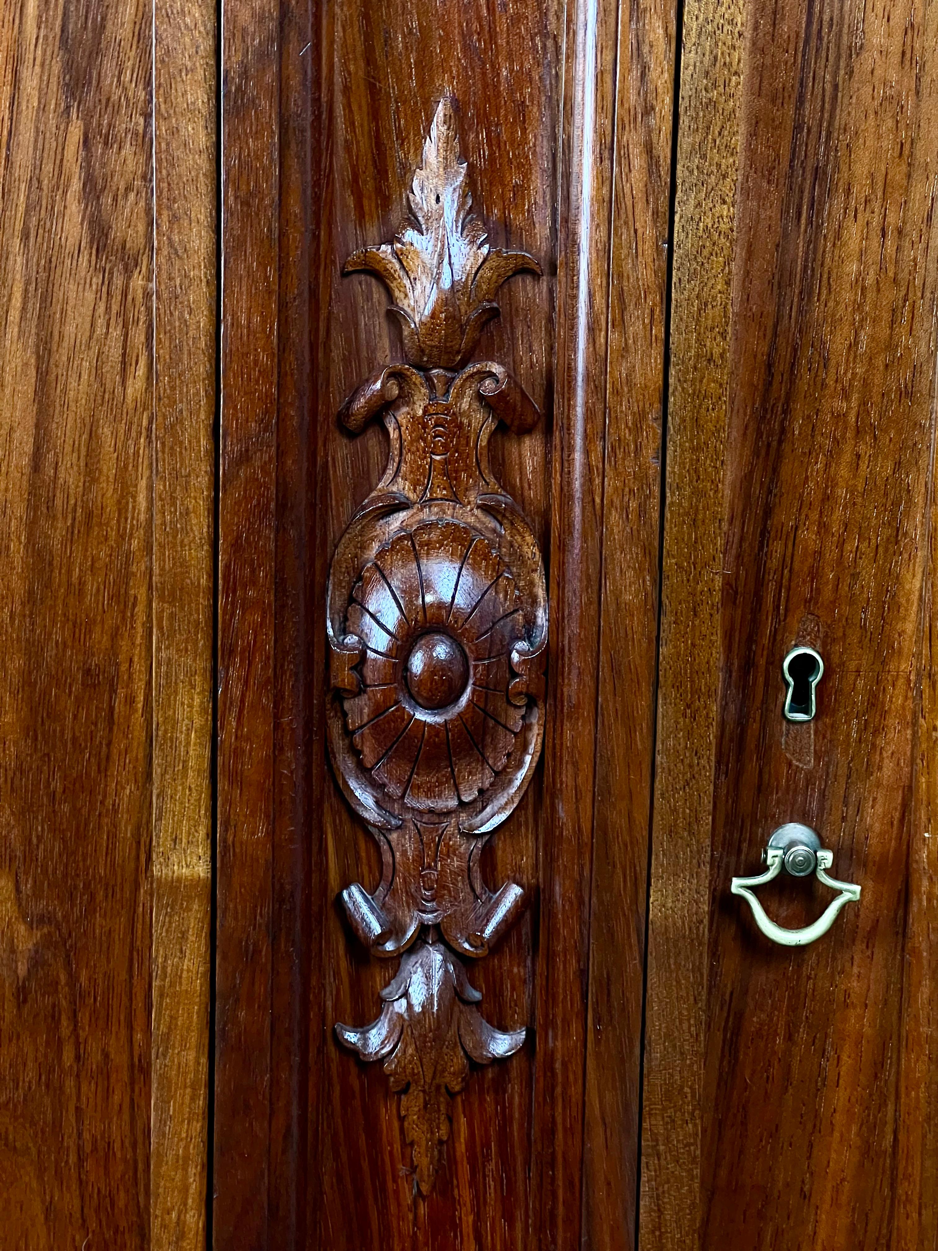 Early 20th Century Antique Monumental French Renaissance Revival Walnut Glass Door Bookcase