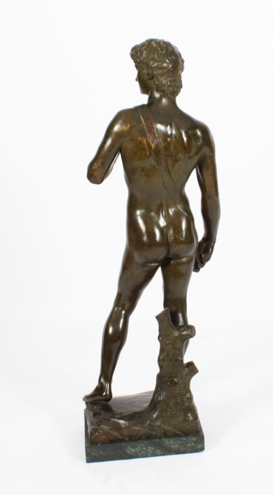 Antique Monumental Grand Tour Bronze of Michelangelo David, 19th Century For Sale 6