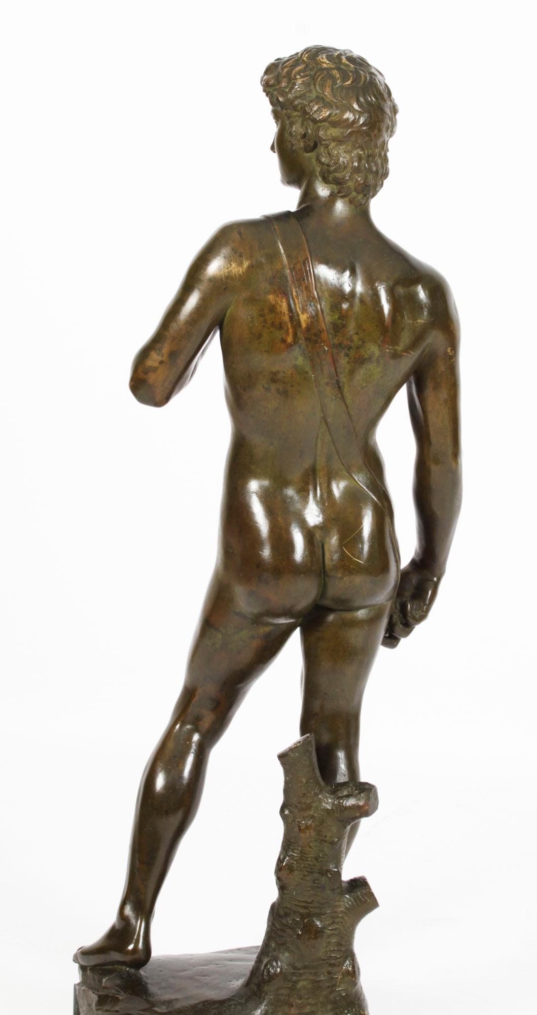 Antique Monumental Grand Tour Bronze of Michelangelo David, 19th Century For Sale 7