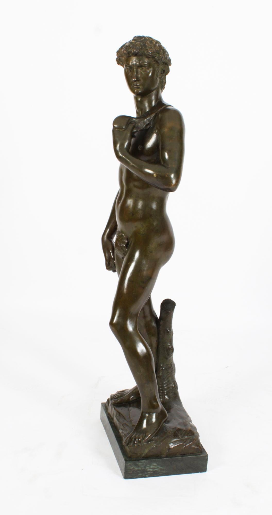 Antique Monumental Grand Tour Bronze of Michelangelo David, 19th Century For Sale 5