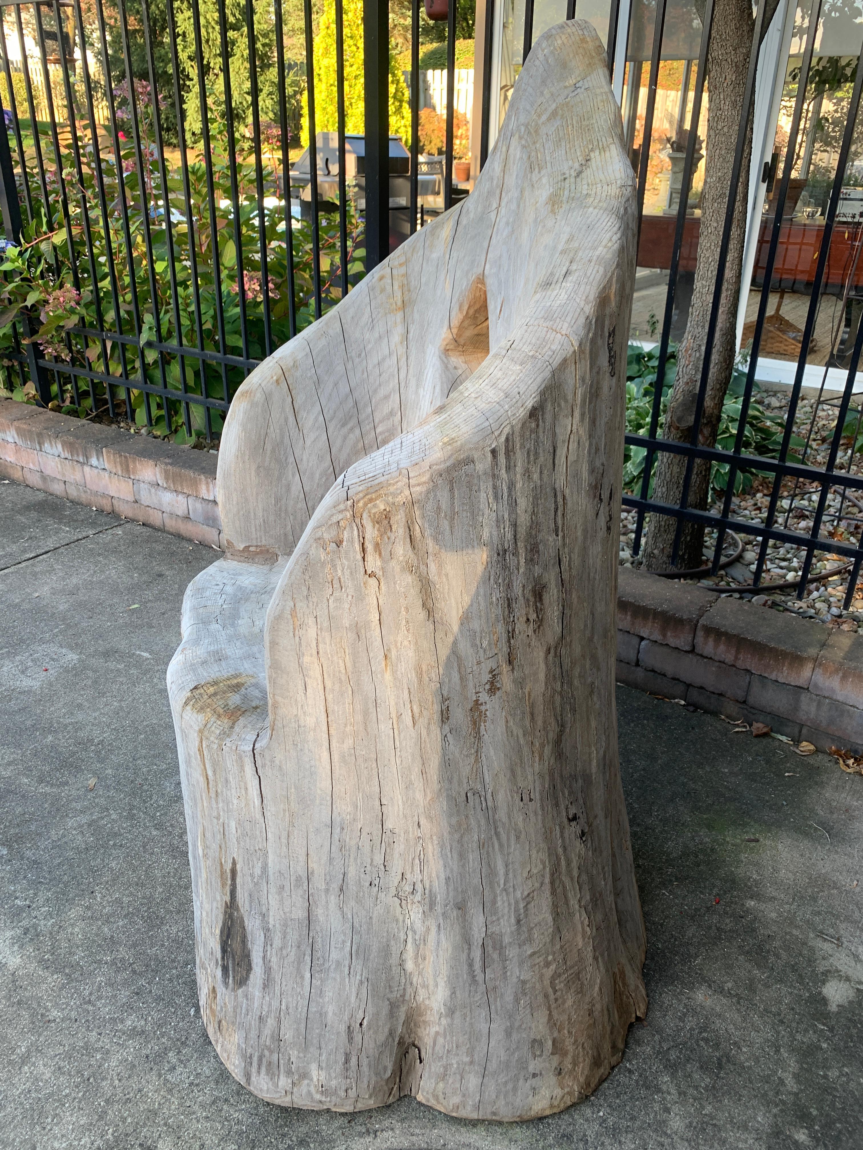 Antica sedia monumentale a tronco d'albero svedese intagliata a mano, XIX secolo in vendita 7