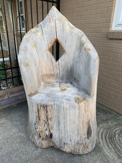 Antique Monumental Hand-Carved Swedish Tree Stump Throne Chair, 19th Century