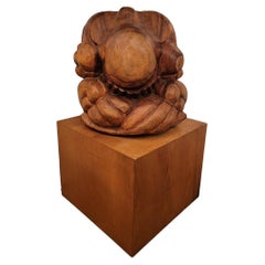 Antique Monumental Hand Carved Wooden Buddha