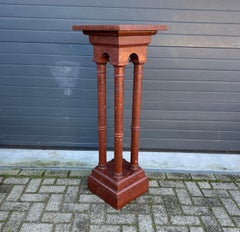 Antique & Monumental Hand Crafted Rouge Griotte Marble Columns Pedestal Stand