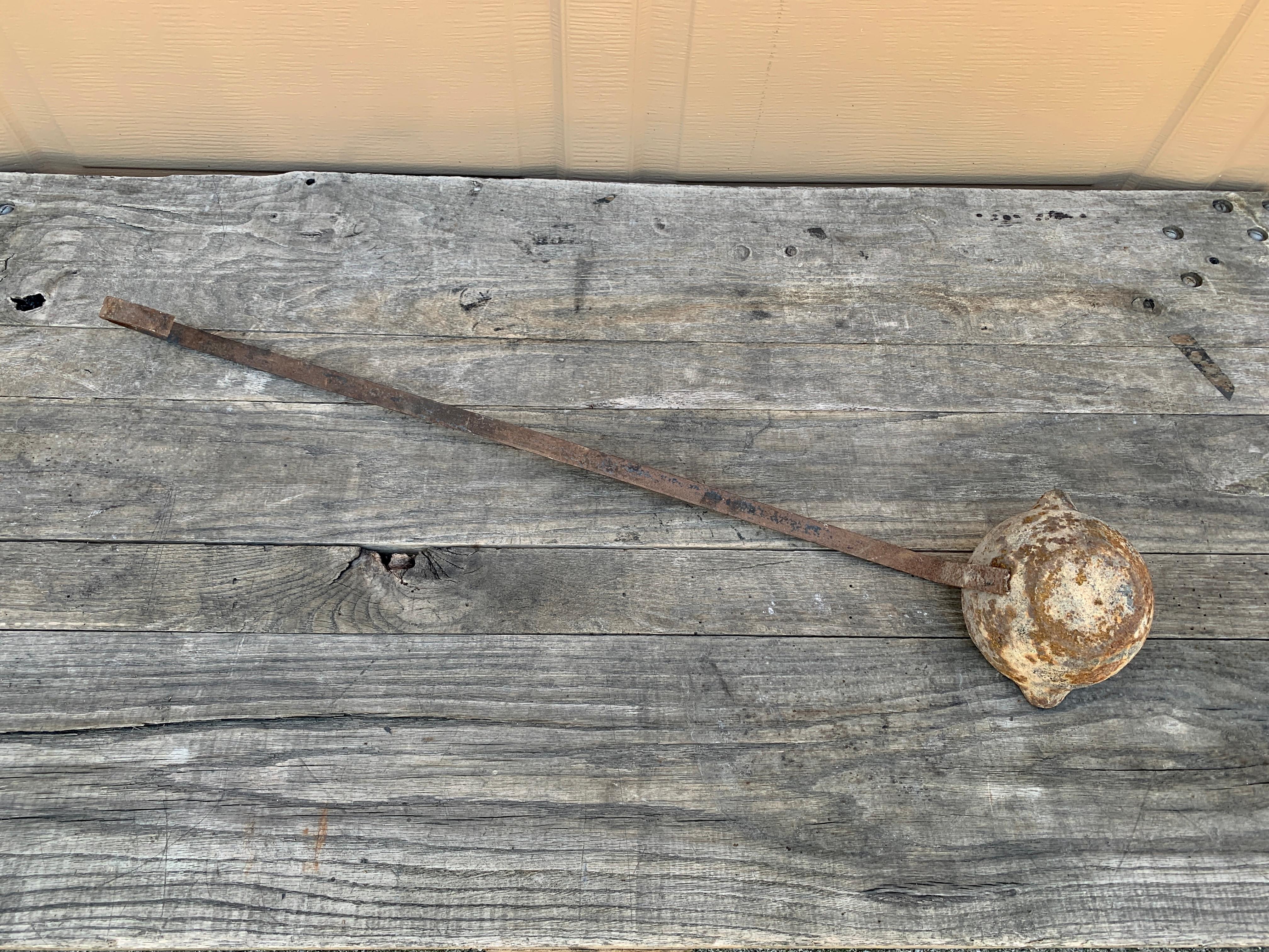 Antique Monumental Hand Forged Iron Commercial Ladle, Early 20th Century For Sale 5