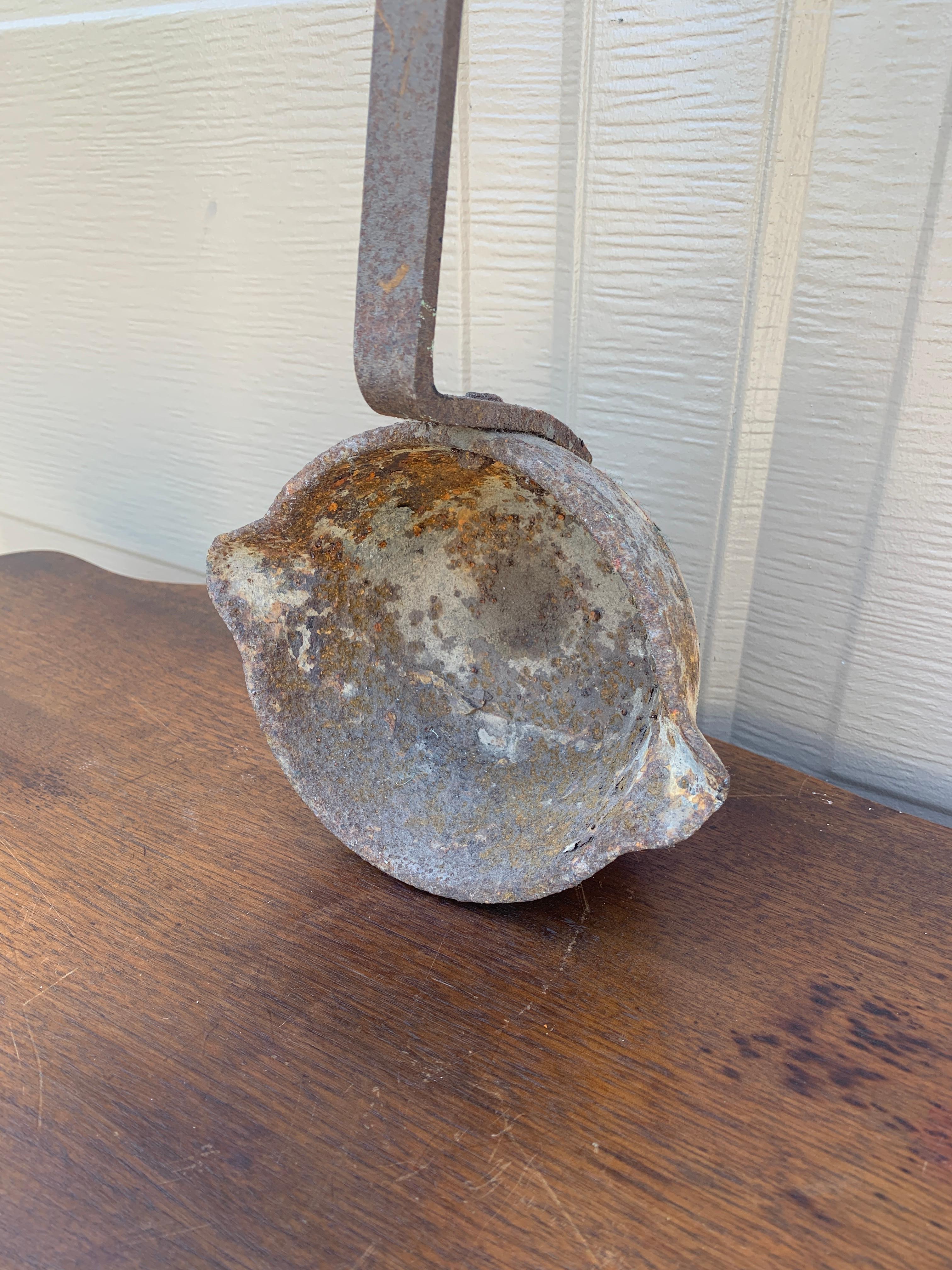Antique Monumental Hand Forged Iron Commercial Ladle, Early 20th Century In Good Condition For Sale In Elkhart, IN