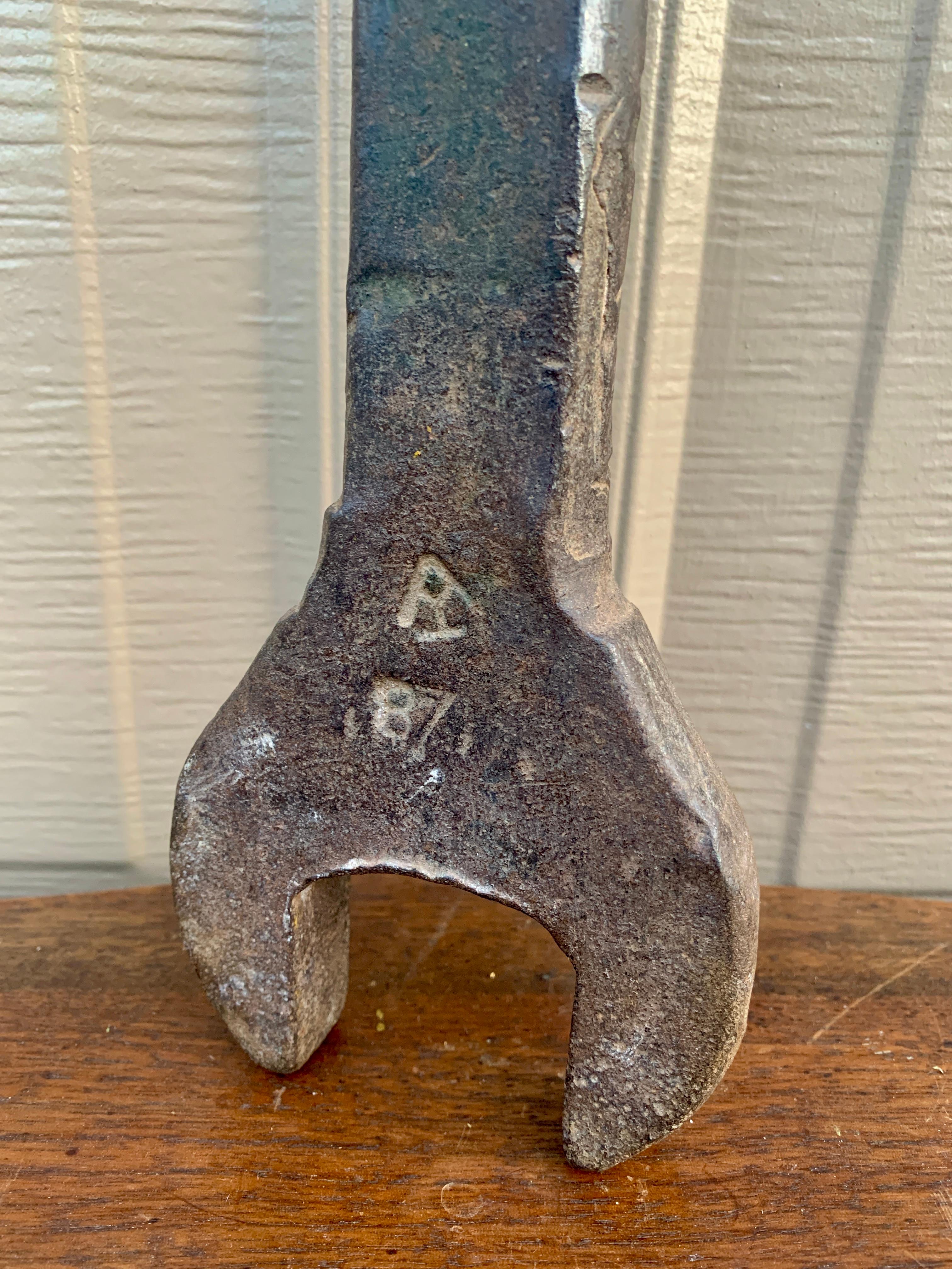 Antique Monumental Hand Forged Iron Railroad Wrench, Early 20th Century For Sale 4