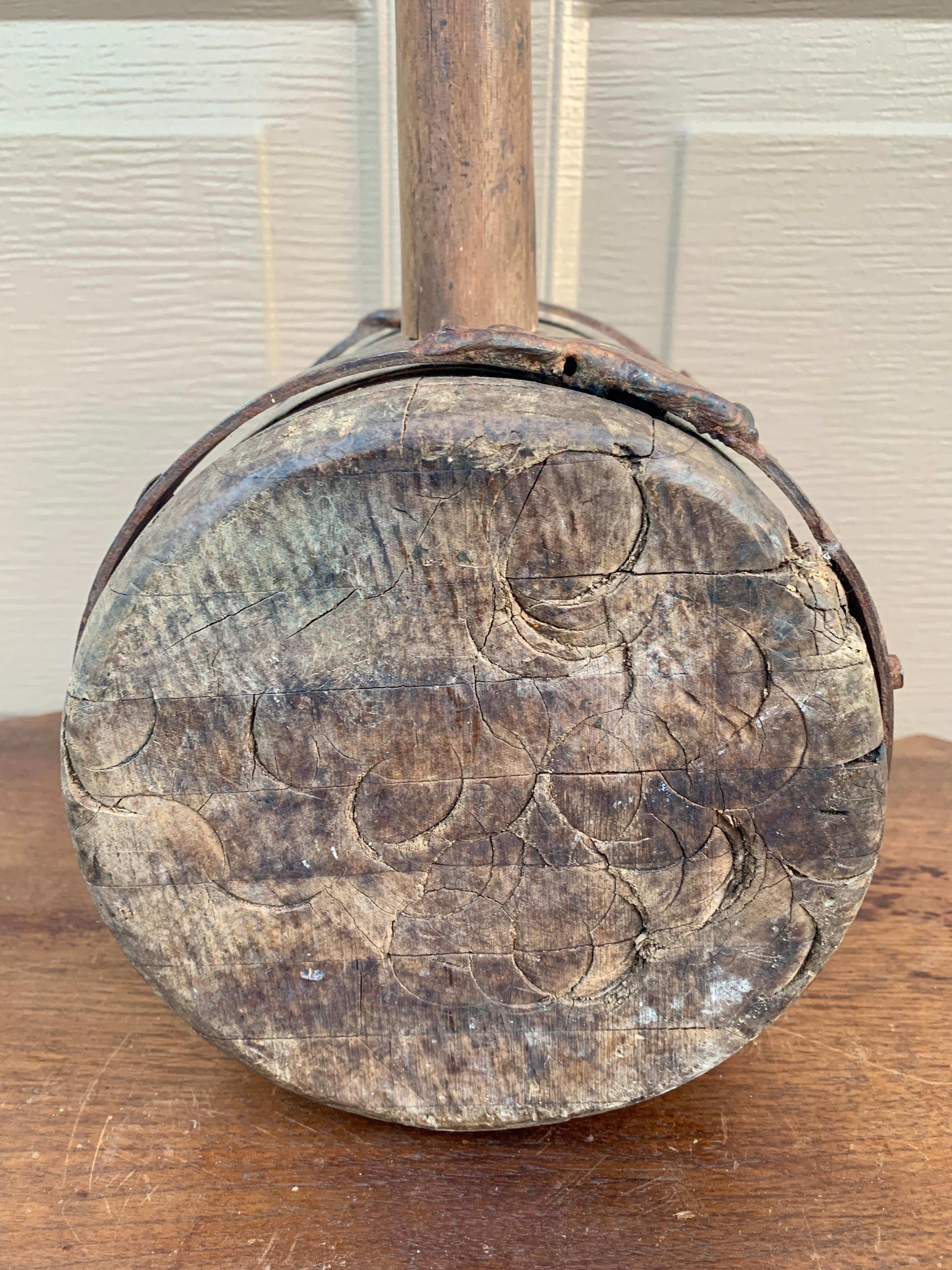 Antique Monumental Hand Made Wooden and Wrought Iron Carpenter's Mallet (maillet de charpentier en bois et en fer forgé) en vente 2