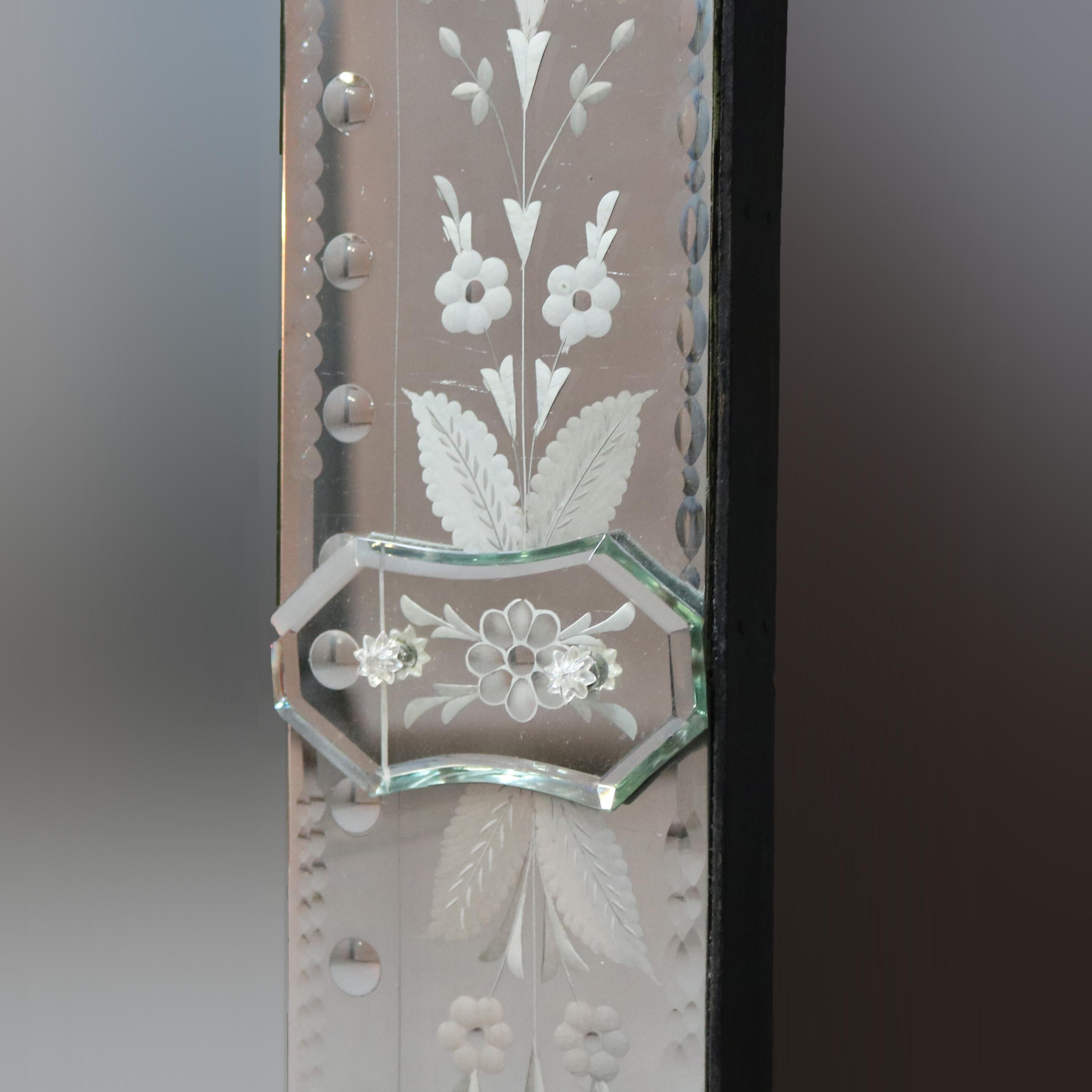 Antique Monumental Italian Venetian Style Floral Etched Wall Mirrors, 20th C 7