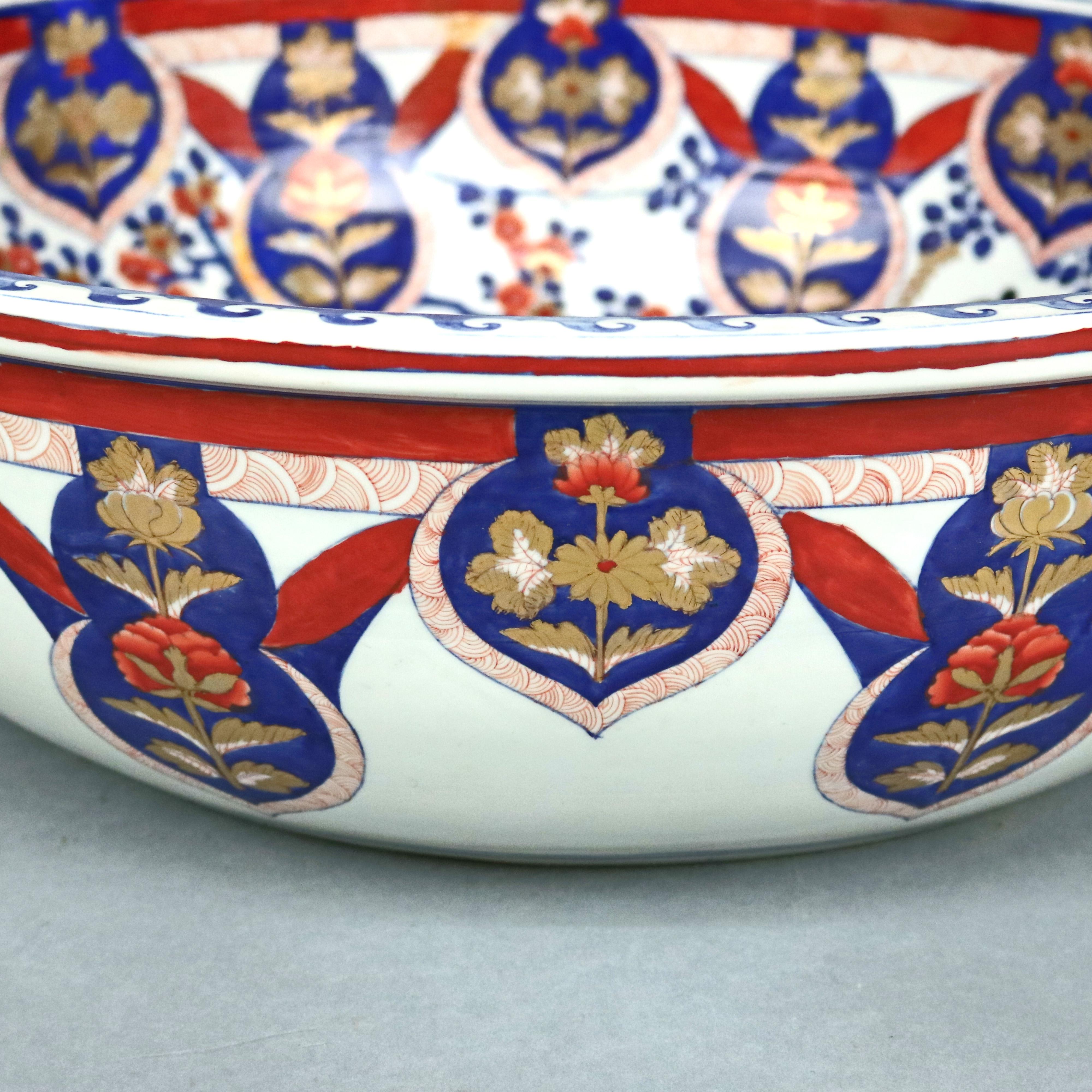 20th Century Antique Monumental Japanese Imari Meiji Washbowl, Circa 1900