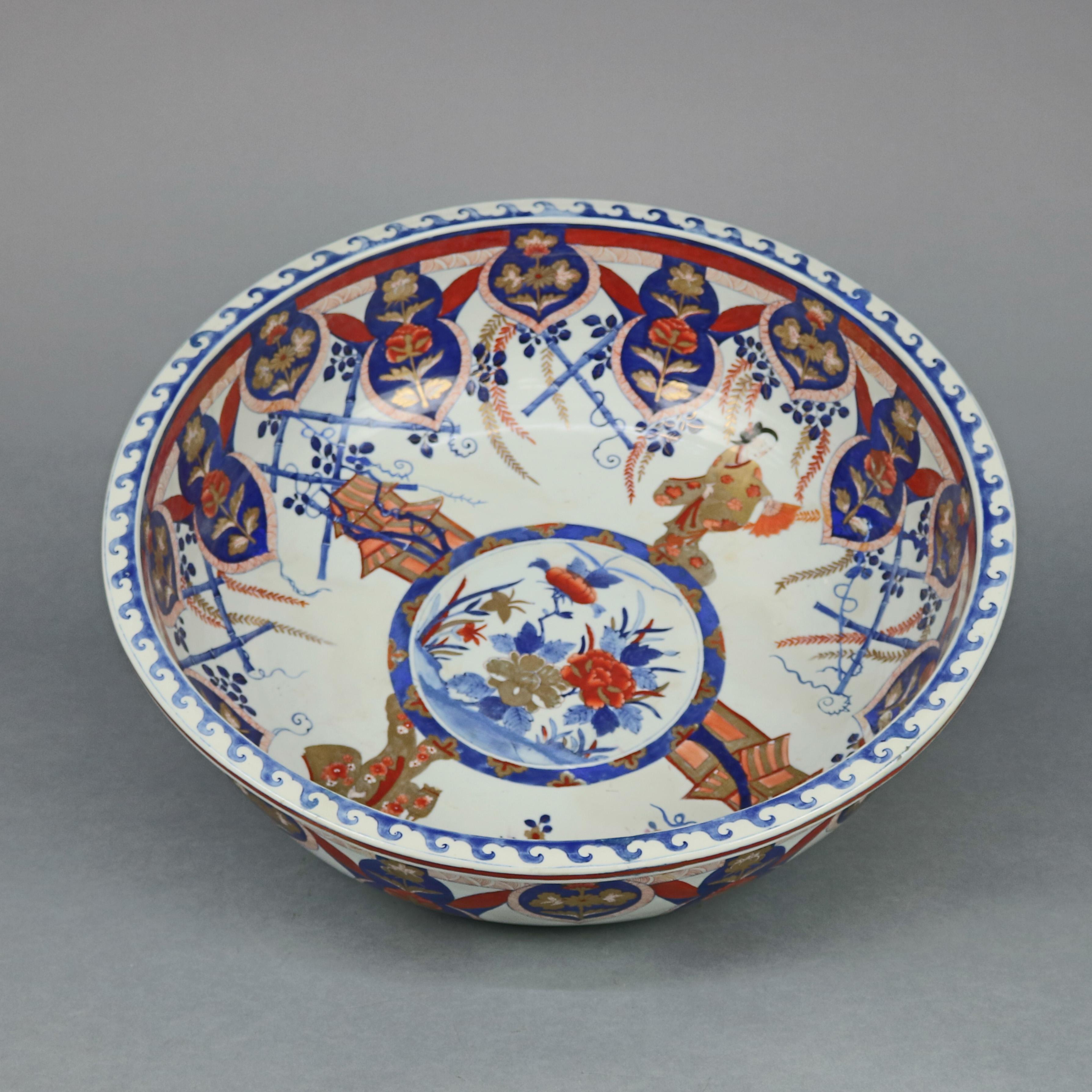 Antique Monumental Japanese Imari Meiji Washbowl, Circa 1900 2