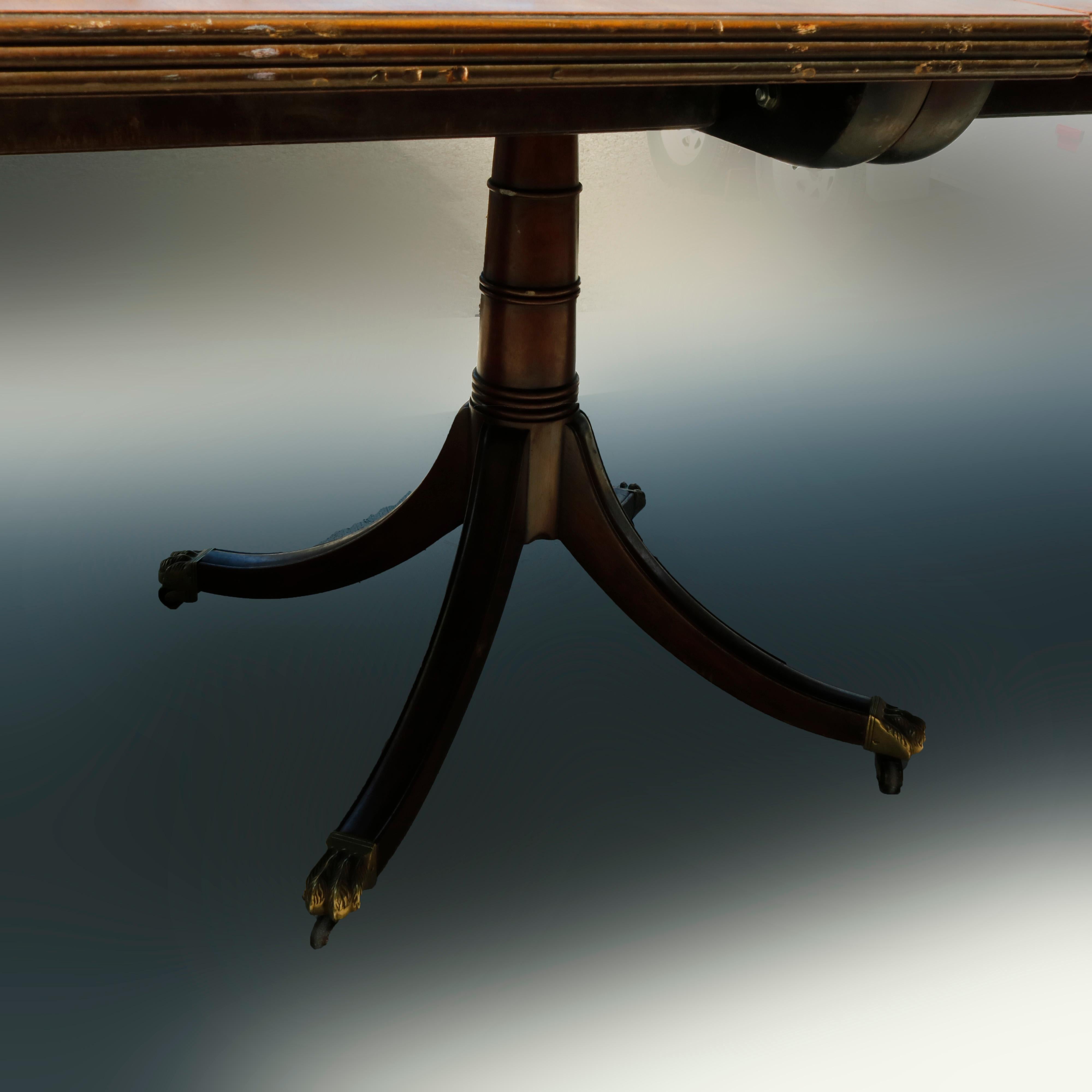 Sheraton Antique Monumental Kittinger Mahogany Triple Pedestal Conference Table, C1920