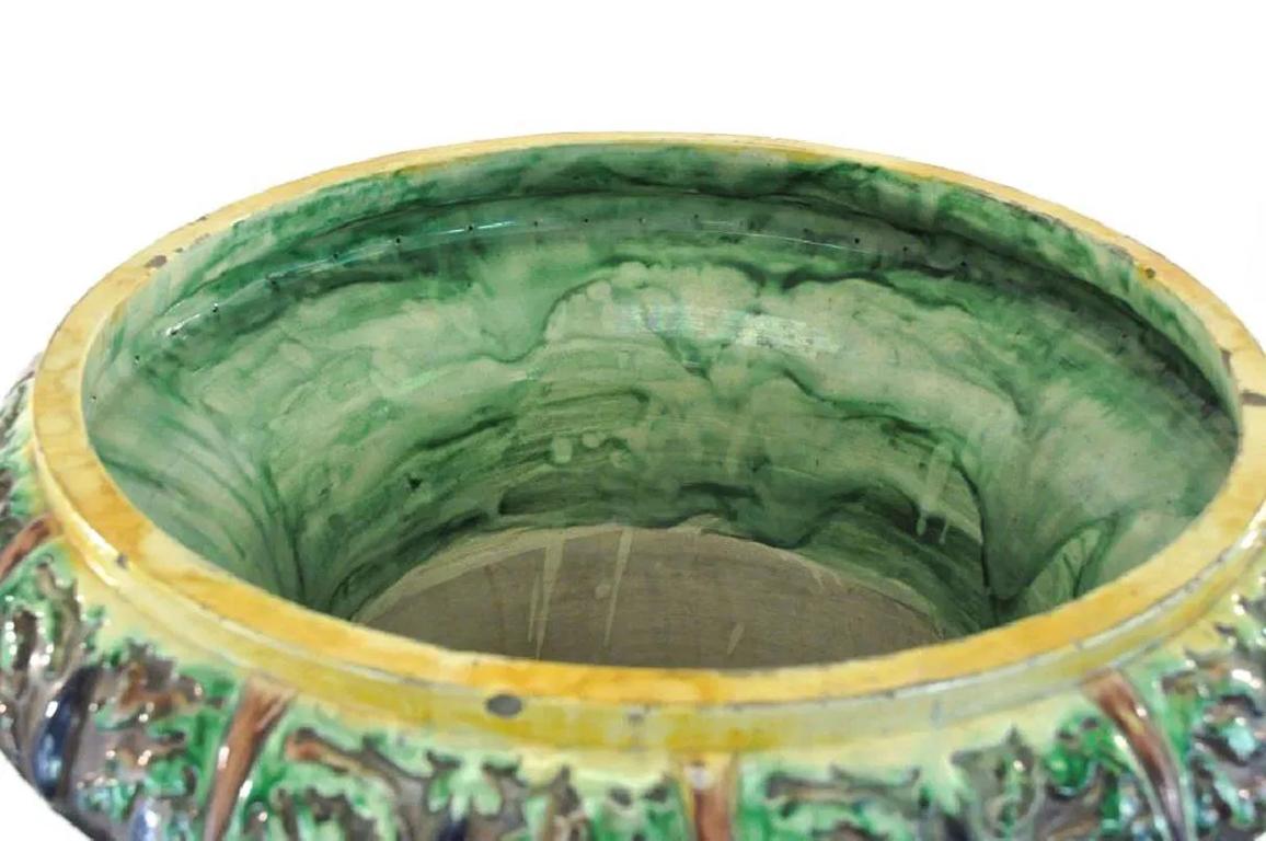 Antica urna monumentale in maiolica in stile Palissy del XIX secolo. in vendita 8