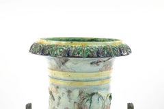 Antique Monumental Majolica Palissy Style Urn 19th C.
