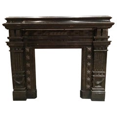 Antique, Monumental, Richly Decorated, Black Belgium Fossil Marble