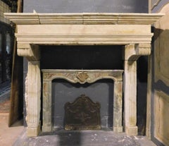 Antique Monumental Stone Fireplace Mantle, 16th Century from Italian Castle