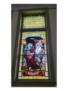 Antique Monumental Tiffany Style Salvaged "Easter" Stained Glass Window