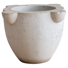 Antique Monumentally Sized White Marble Mortar / Planter