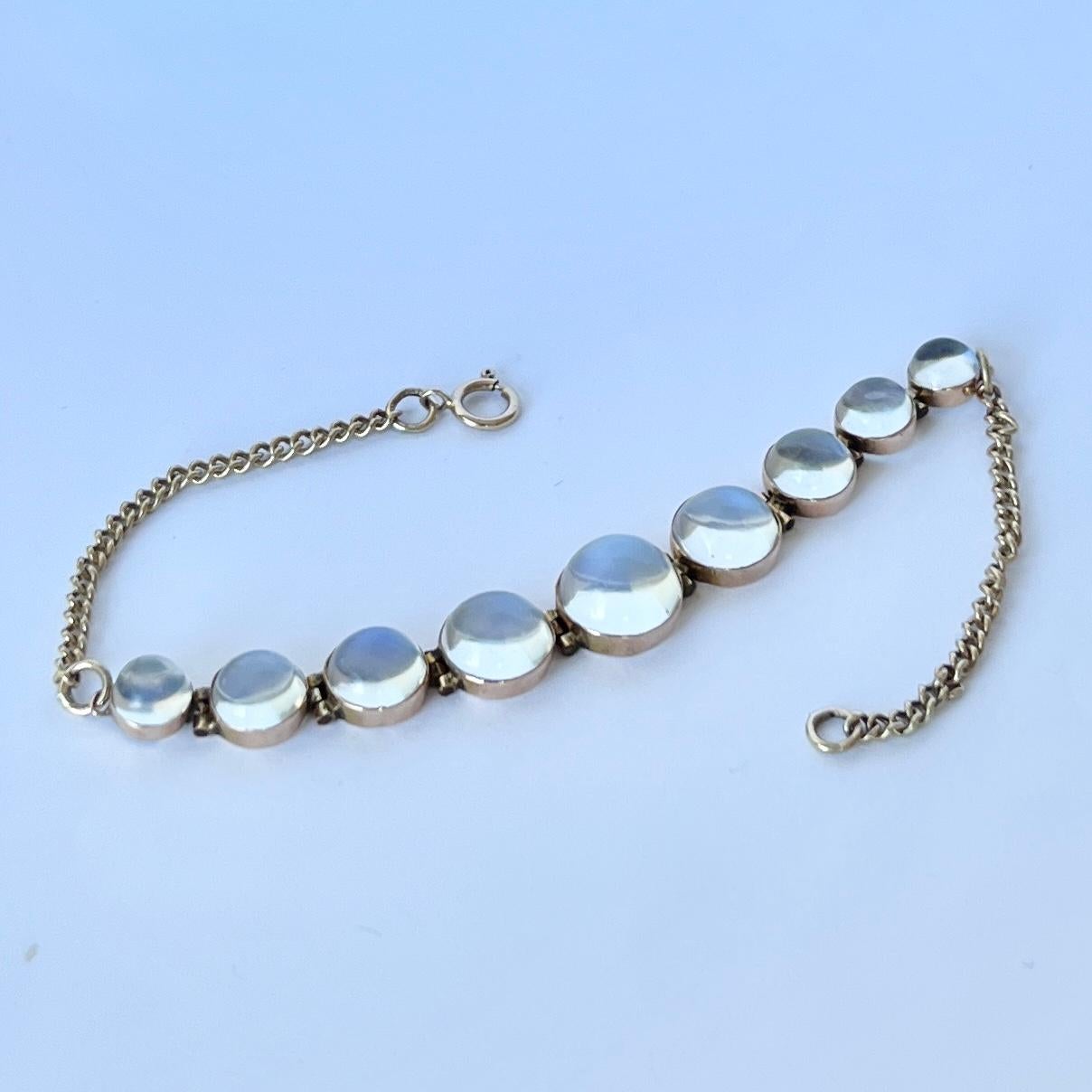Pulsera antigua de piedra lunar y oro de 9 quilates en Bueno estado para la venta en Chipping Campden, GB