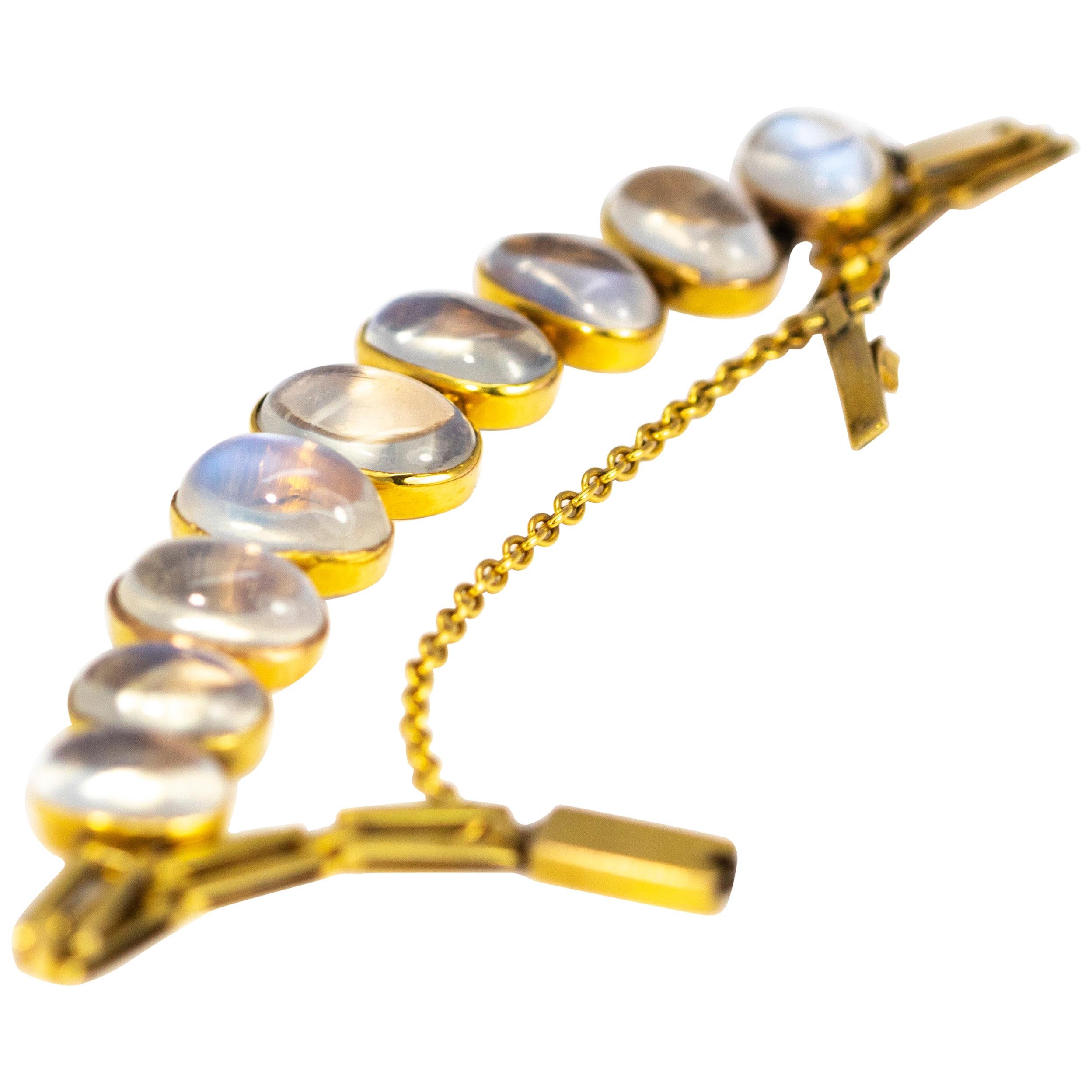 Antique Moonstone and 9 Carat Gold Bracelet