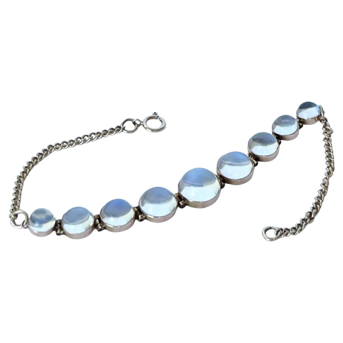 Pulsera antigua de piedra lunar y oro de 9 quilates