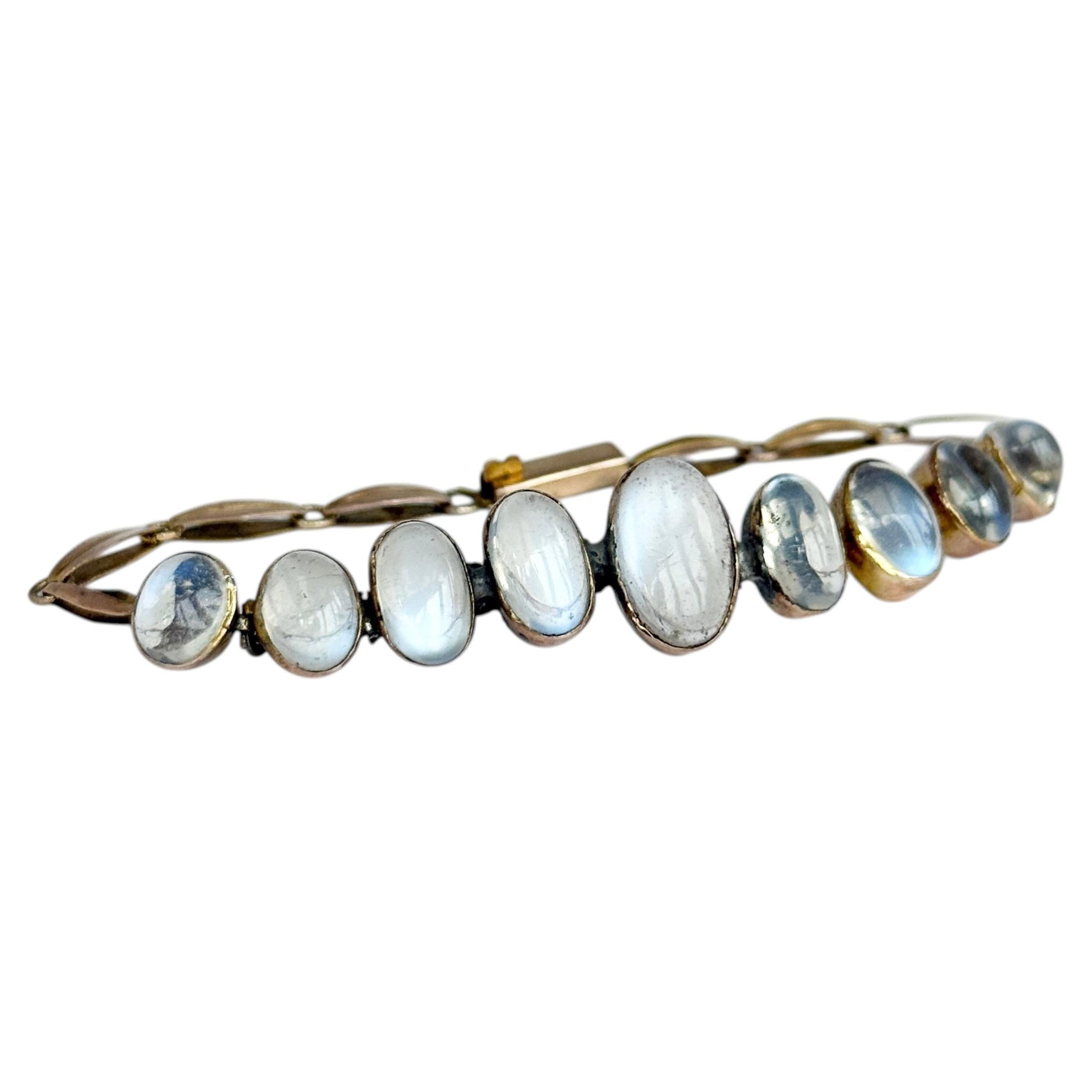 Antique Moonstone and 9 Carat Gold Bracelet
