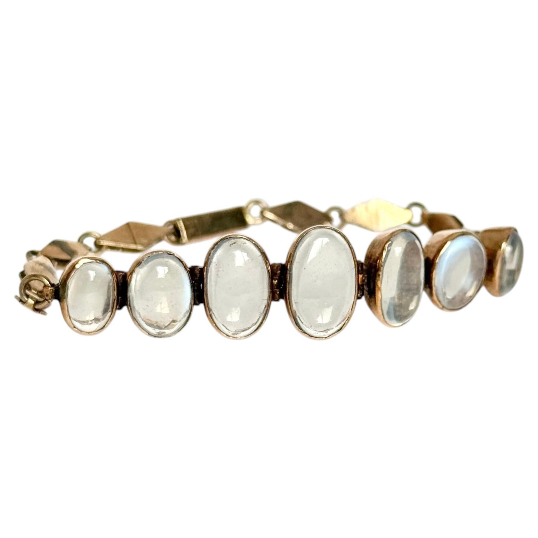 Antique Moonstone and 9 Carat Rose Gold Bracelet