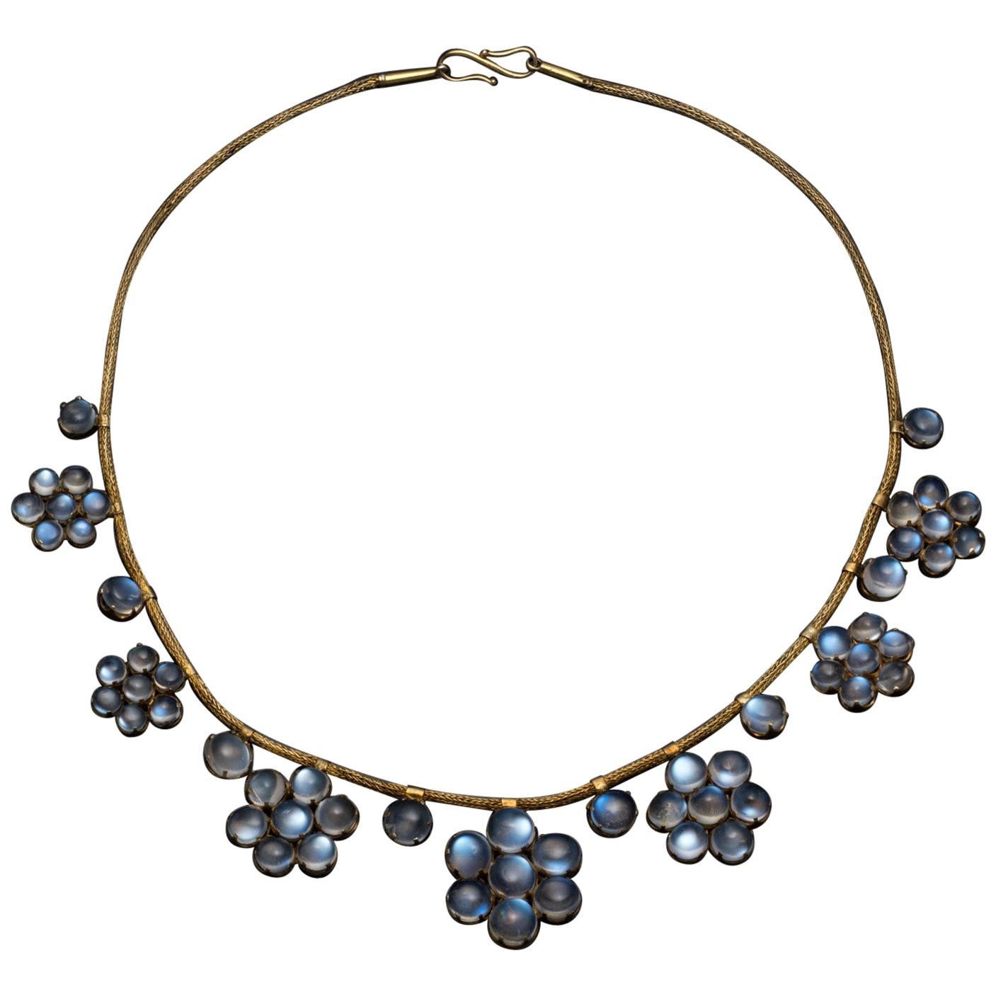 Antique Moonstone and Gold Necklace, English
