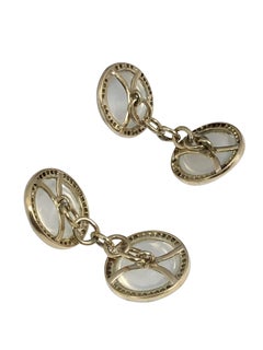 Boutons de manchette anciens en or et platine avec diamant et pierre de lune