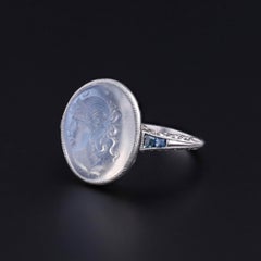 Antique Moonstone Intaglio Ring of Platinum