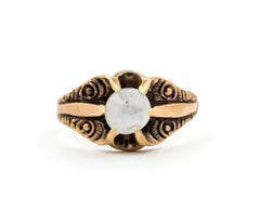 Antiker Mondstein Ring in 10k Gelbgold