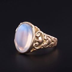 Antique Moonstone Ring of 10k Gold, Circa 1890, Size 7
