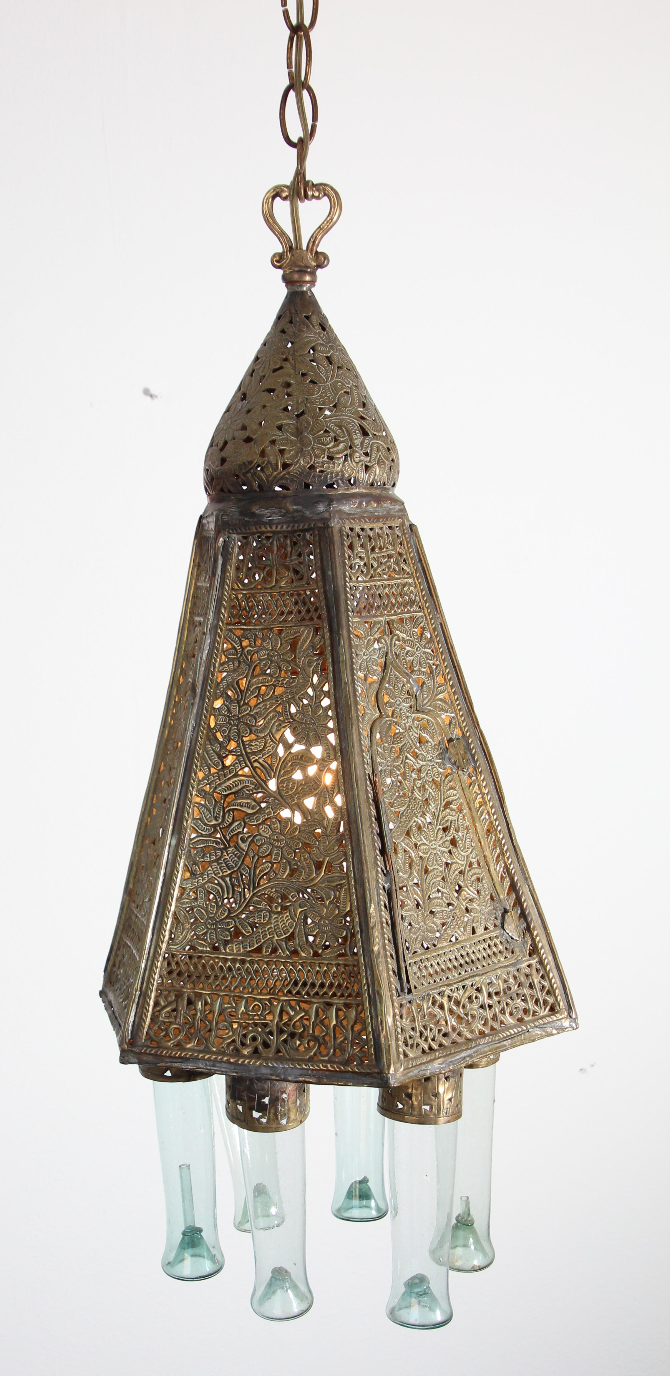 Antique Moorish Brass Turkish Palace Pendant For Sale 5
