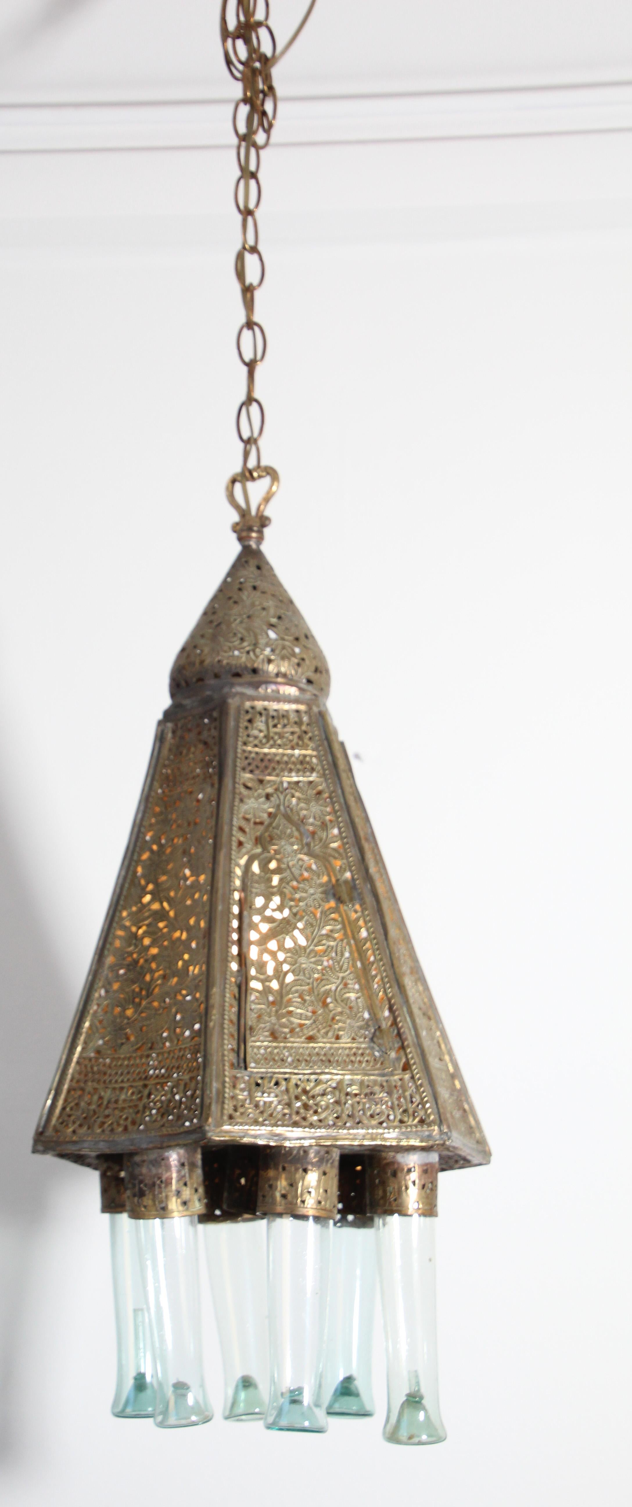 Antique Moorish Brass Turkish Palace Pendant For Sale 6