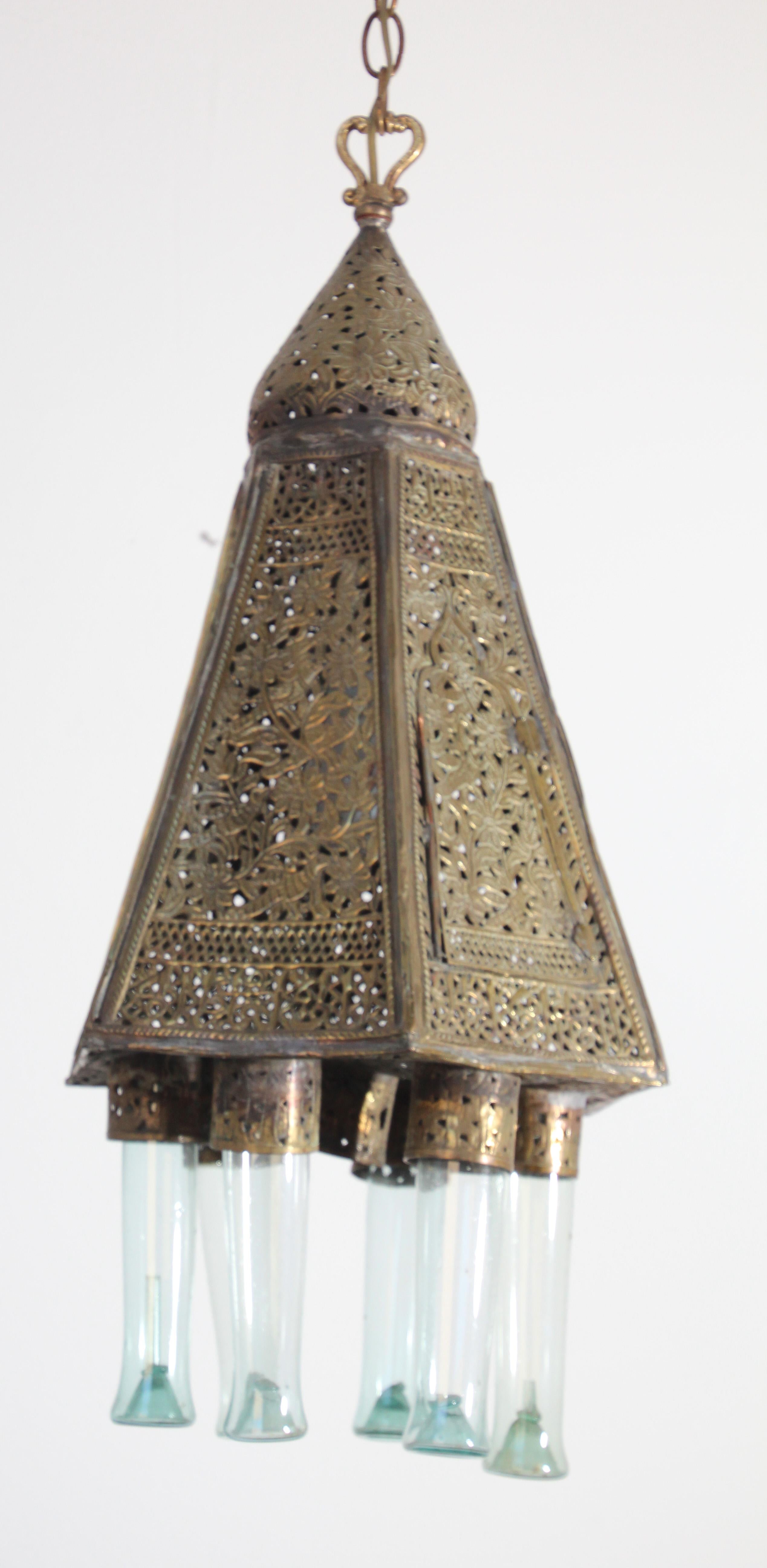 Antique Moorish Brass Turkish Palace Pendant For Sale 7