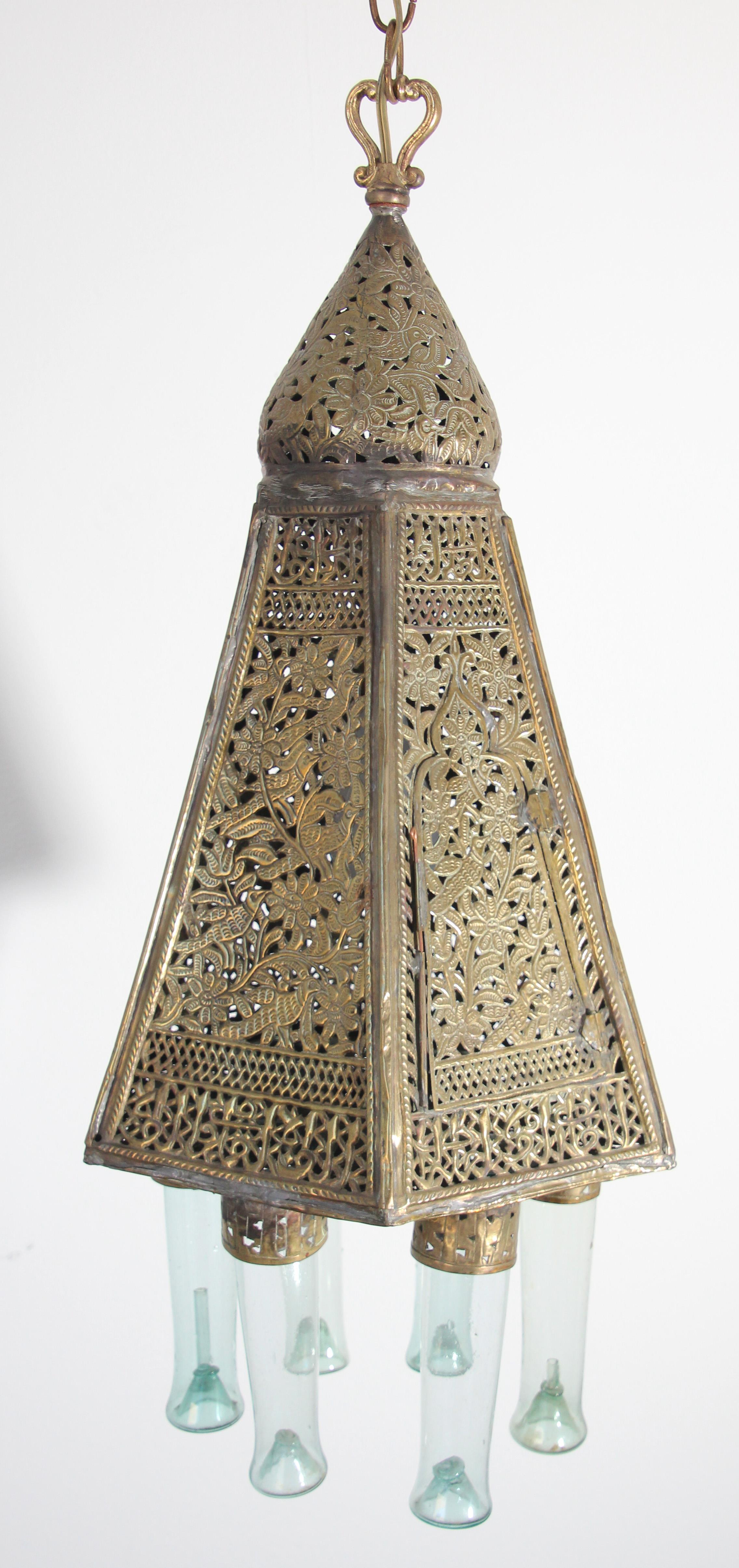 Antique Moorish Brass Turkish Palace Pendant For Sale 8