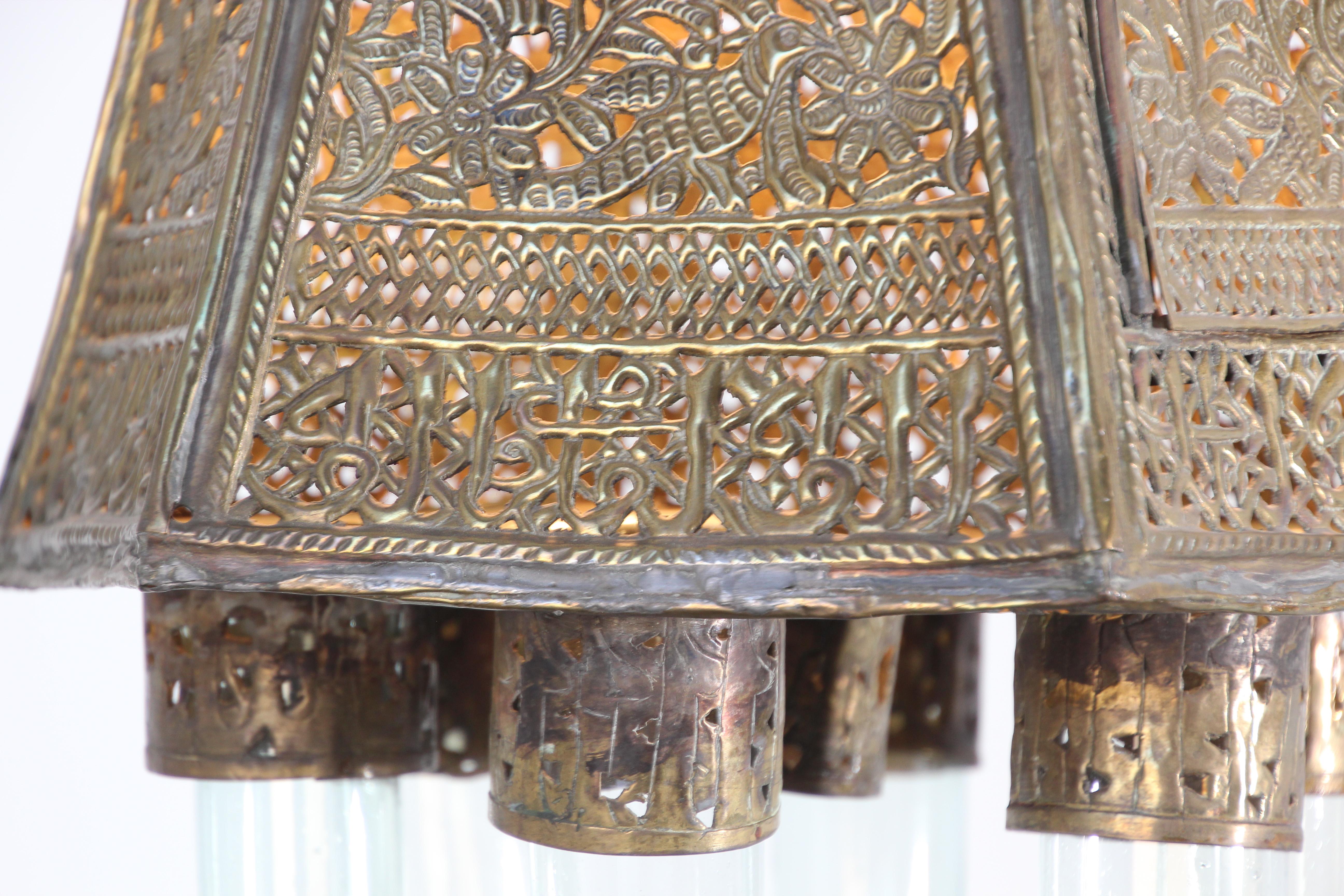 19th Century Antique Moorish Brass Turkish Palace Pendant For Sale