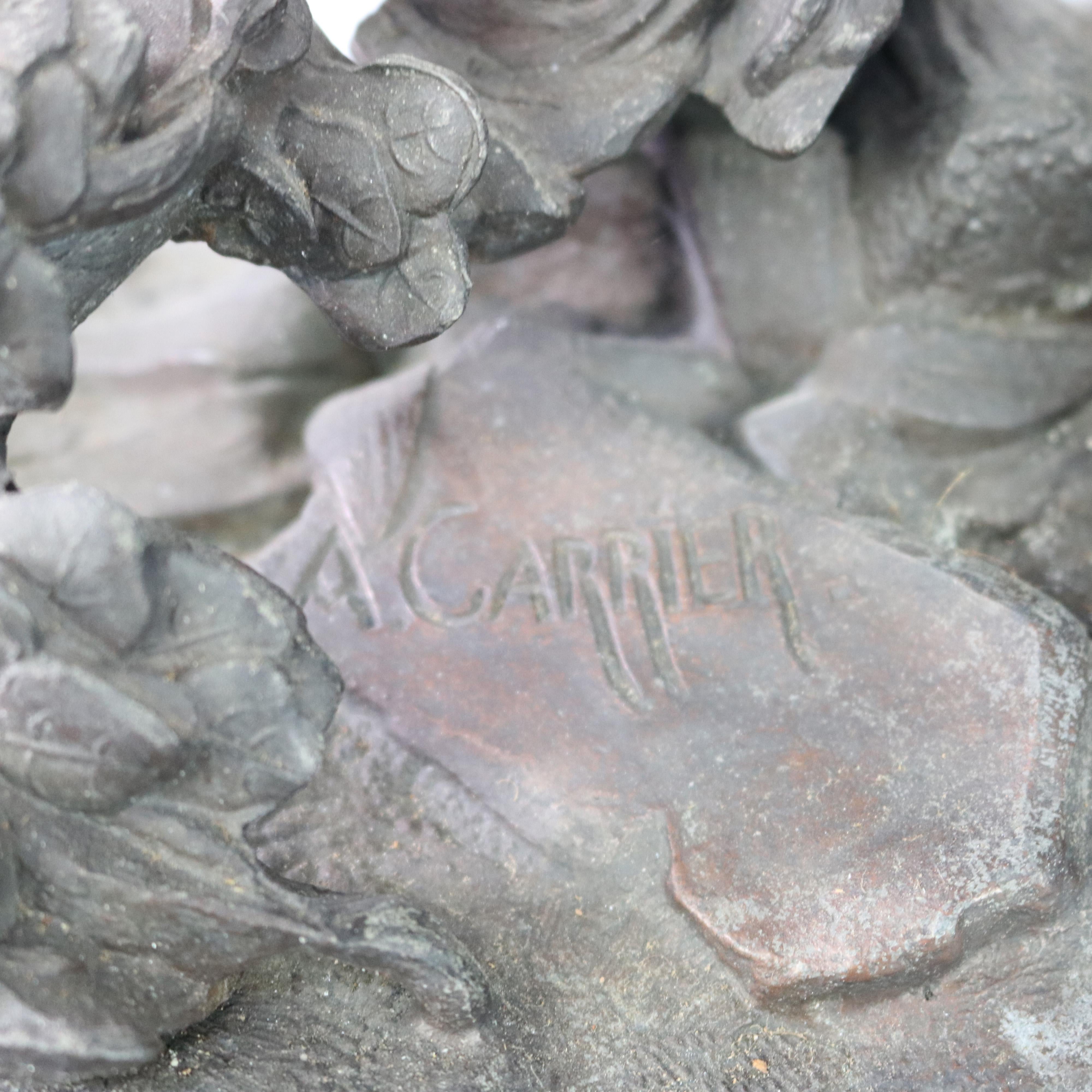Antique Moorish Bronzed Metal Sculpture Haroun al-Rashid, Signed A. Carrier 3
