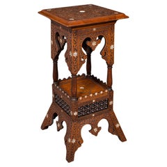 Antique Moorish Jardiniere Stand, Middle Eastern Teak, Planter Podium, Victorian