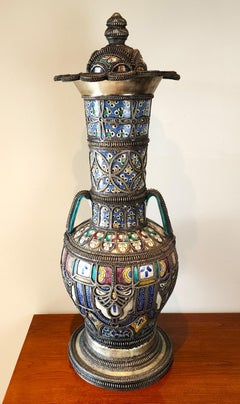 Antique Moorish Moroccan Ceramic Floor Vase
