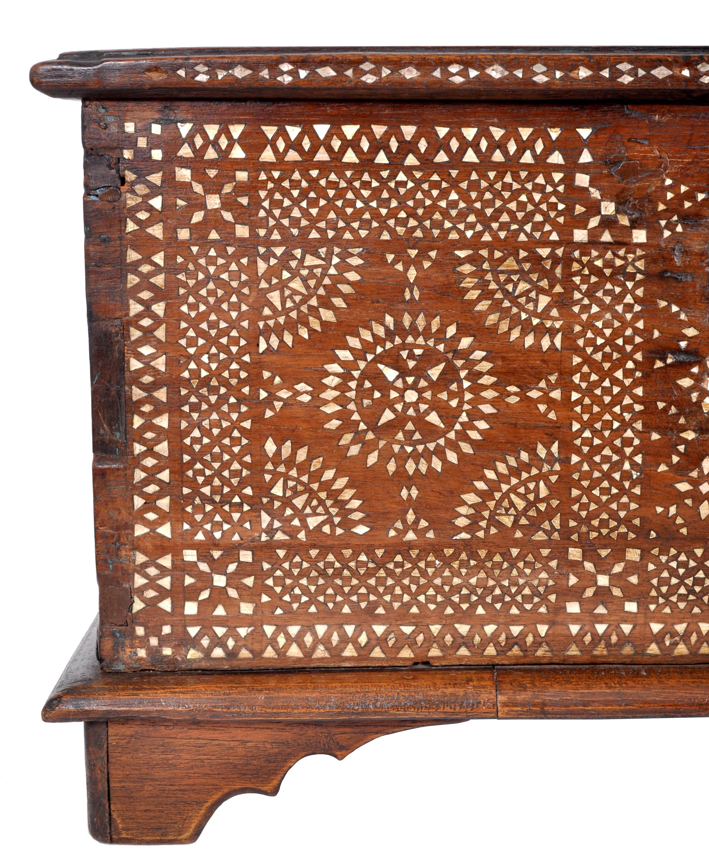 Antique Moorish Moroccan Islamic Inlaid Koran Quran Casket Box Coffer Trunk 1900 1