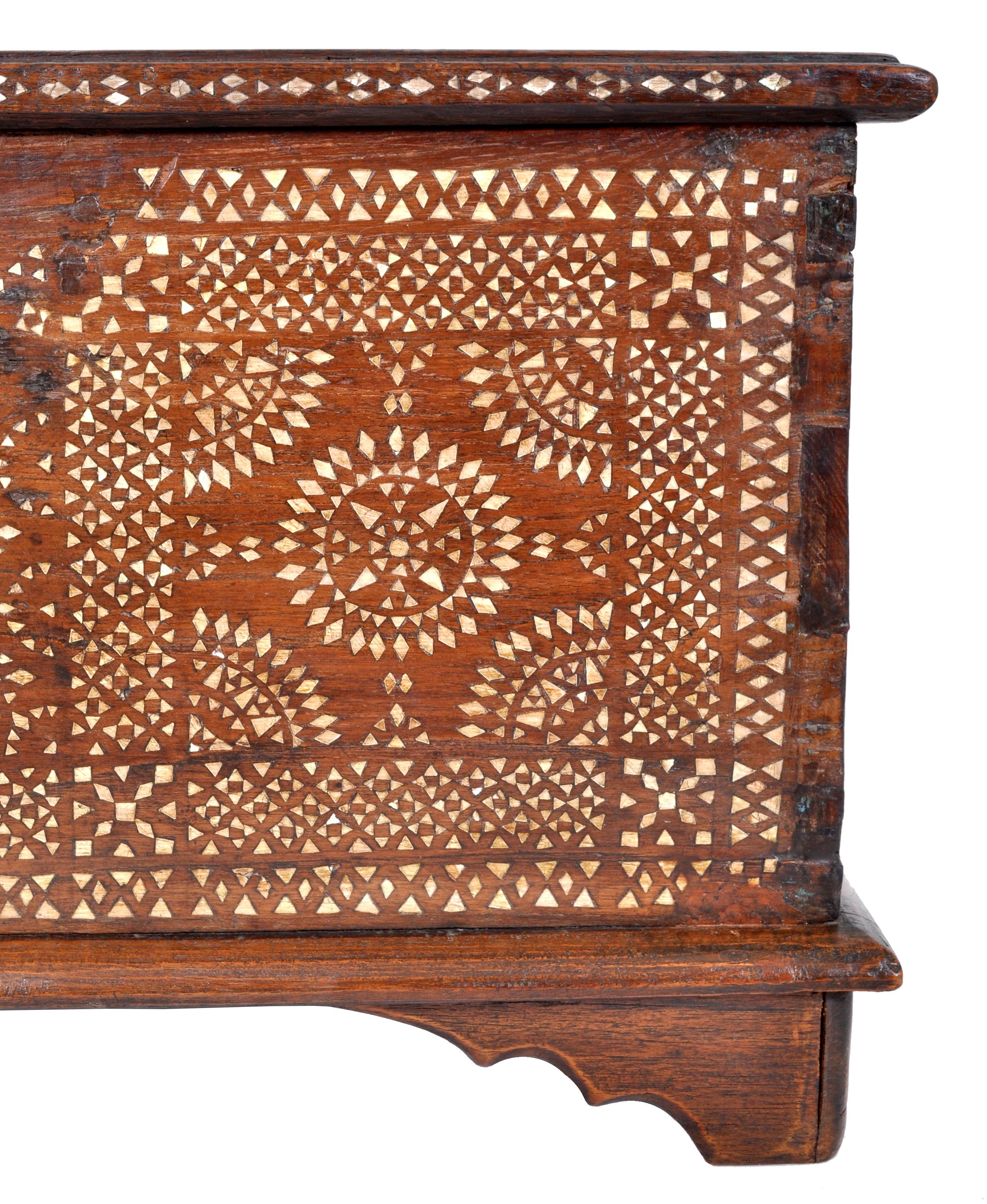 Antique Moorish Moroccan Islamic Inlaid Koran Quran Casket Box Coffer Trunk 1900 2