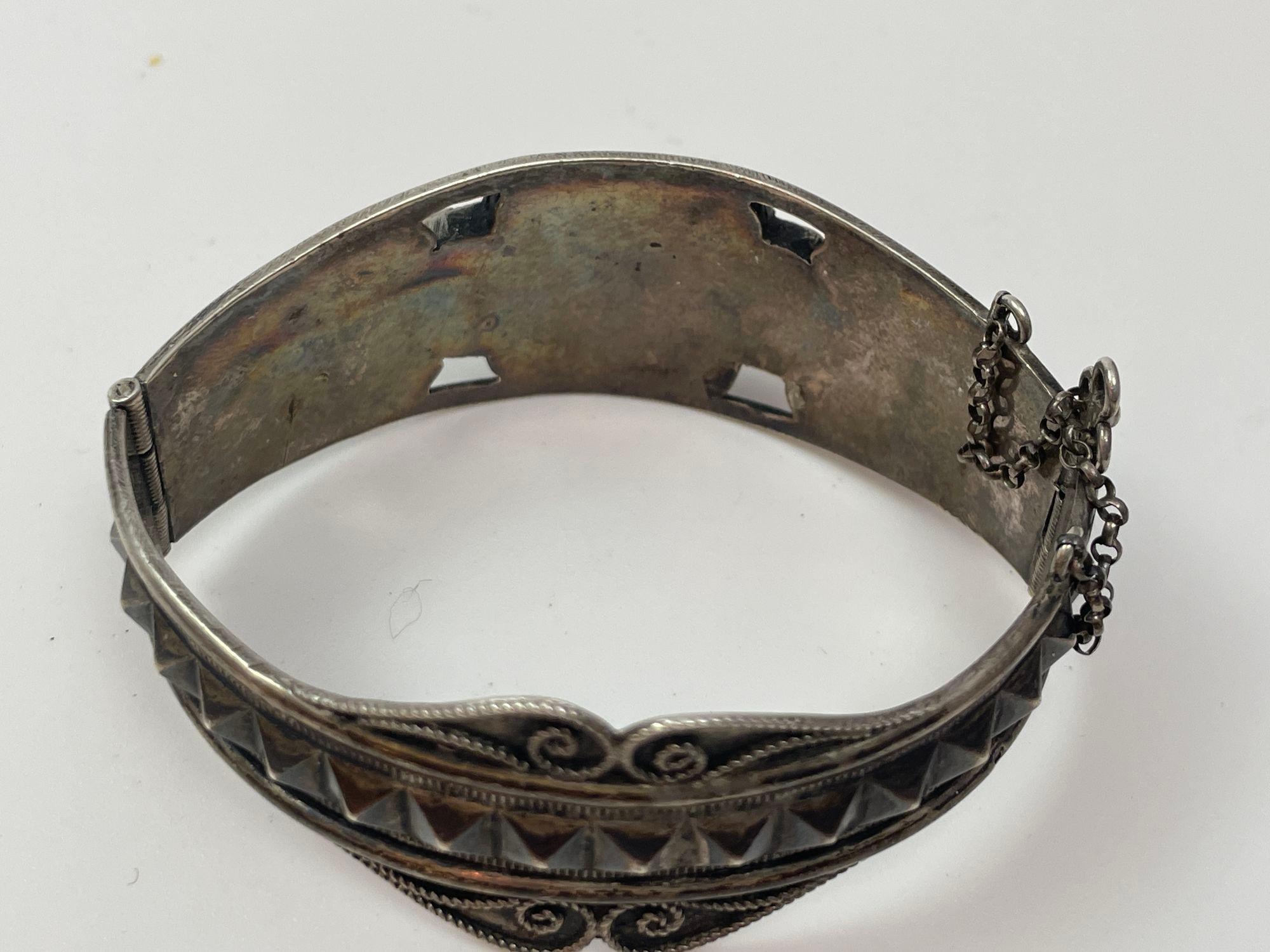 Algerian Antique Moorish North African Silver Cuff Bracelet For Sale