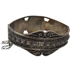Antique Moorish North African Silver Cuff Bracelet