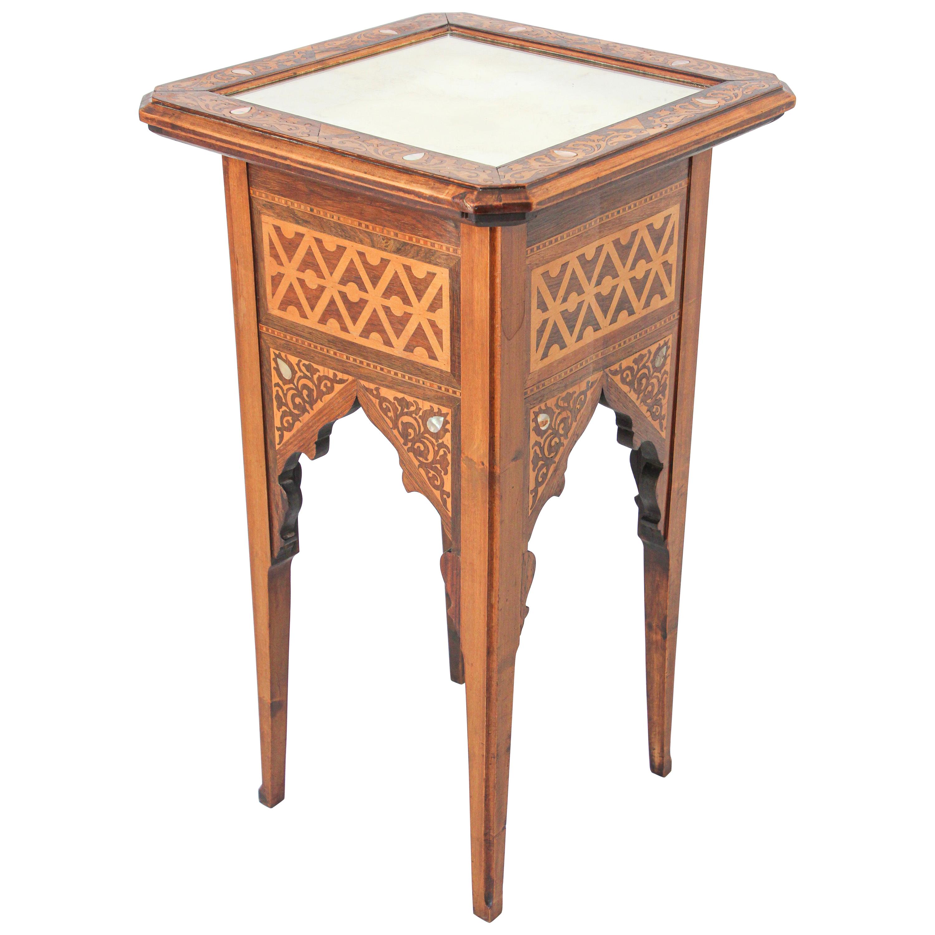 Antique Moorish Spain Inlaid Pedestal Side Table at 1stDibs moorish